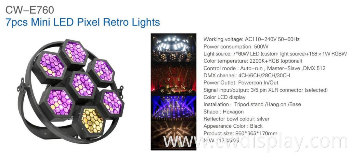 7pcs Mini LED Pixel Retro Light